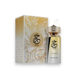 Khair Felicity Paris Corner, fragancia dulce y sofisticada con corazón floral-gourmand y base cálida.