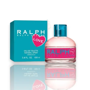 Exclusiva botella de Love Ralph Lauren, un perfume de alta gama con notas de rosas y ámbar dorado.