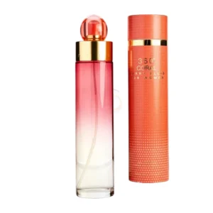 Frasco de Perry Ellis 360° Coral 200Ml en su tono coral distintivo, evocando frescura y feminidad.
