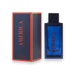 Frasco icónico de Perry Ellis America EDT, la fragancia que representa frescura y masculinidad pura.