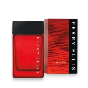 Frasco llamativo de Perry Ellis Bold Red EDT, la esencia de la energía y la masculinidad moderna.