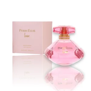 Frasco delicado de Perry Ellis Love EDP, la fragancia floral ideal para resaltar tu lado romántico.