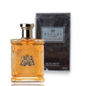 Clásico y elegante frasco de Safari For Men EDP, un perfume masculino con carácter herbal y cuero.