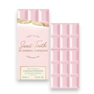 Botella de Sweet Tooth con diseño de barra de chocolate rosa, delicada y sumamente femenina.
