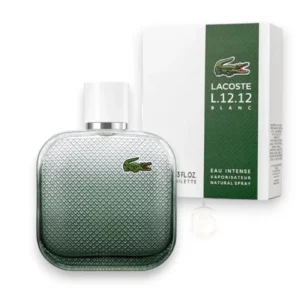 Blanc Eau Intense Lacoste, fragancia fresca y elegante con notas cítricas y amaderadas.