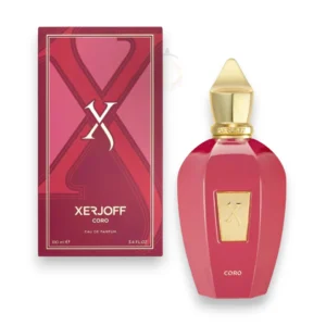 Frasco aterciopelado de Coro Xerjoff, una joya de la alta perfumería con notas frutales y almizcle.