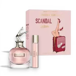 Set de viaje Estuche Scandal Airlines 2 Pzs EDP que incluye el frasco de piernas y su miniatura.