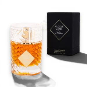 Kilian Angels Share, perfume cálido y sofisticado con notas gourmand para ocasiones elegantes.