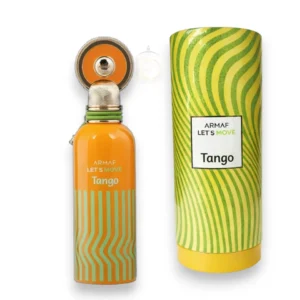 Elegante y sofisticada botella de Let´s Move Tango Armaf que refleja el lujo y misterio del baile.