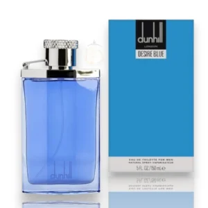 Elegante frasco azul de London Desire Blue reflejando la pureza, frescura y libertad del océano.