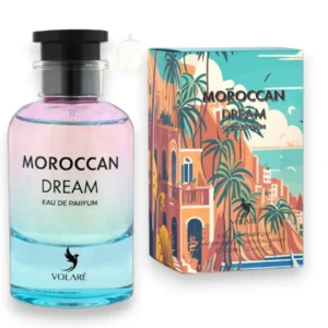 Exótico frasco de Moraccan Dream EDP entre arenas doradas que evocan un sueño lujoso de Oriente.