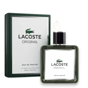 Frasco clásico de Original Lacoste, reflejando el espíritu deportivo, limpio y herbal de su aroma.