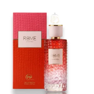 Frasco de Rome La Bomba EDP, un diseño moderno y atrevido que refleja toda la intensidad de su aroma.