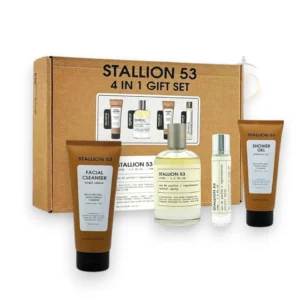 Perfume STALLION 53 4 IN 1 GIFT SET, frescura cítrica y elegancia amaderada en un solo estuche.