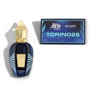 Elegante frasco del perfume Torino 25 EDP de 50ml, una fragancia unisex premium y sofisticada.