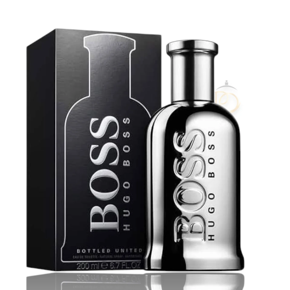 Frasco de 200ml de Bottled United EDT con su icónico acabado metálico plateado en cristal brillante.