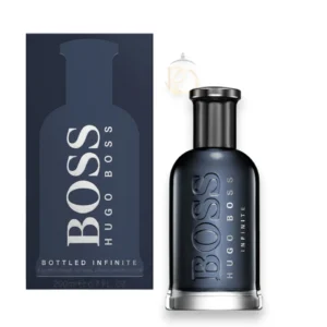 Perfume Hugo Boss Bottled Infinite 200ml para hombre en elegante frasco azul sobre fondo neutro