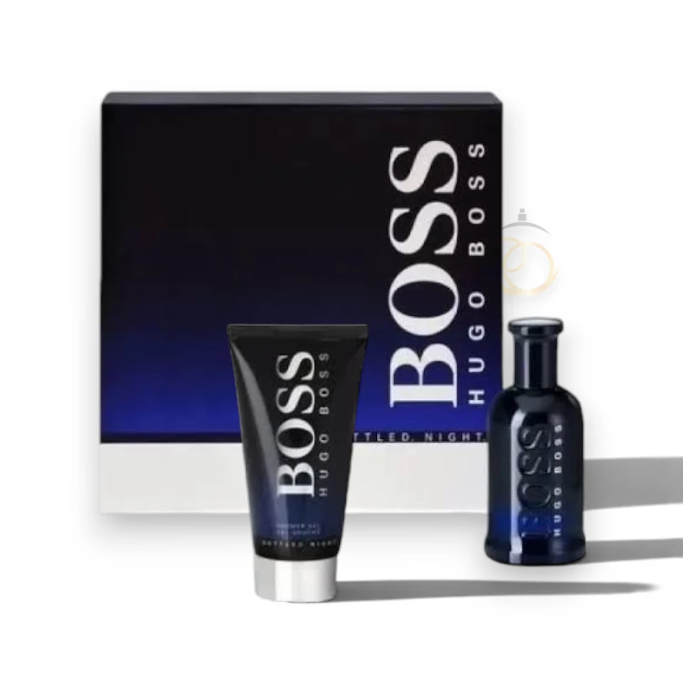Perfume Hugo Boss Bottled Night 2PZS EDT con notas aromáticas, florales y cálidas de madera y almizcle.