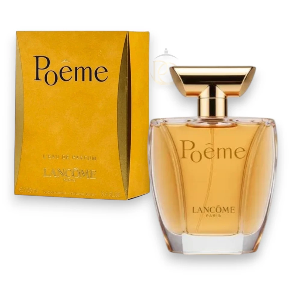 Poeme Lancome EDP, fragancia poética y cálida con notas florales, frutales y base de vainilla.