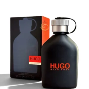 Perfume Hugo Just Different EDT de Hugo Boss para hombre en frasco negro sobre fondo elegante