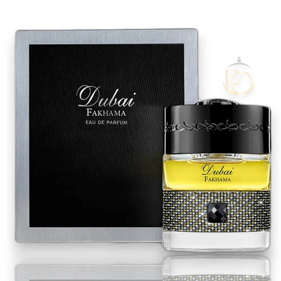 Perfume elegante con salida cítrica, corazón floral y base cálida de oud y ámbar.
