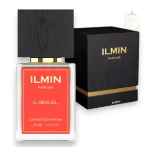 Frasco exclusivo del perfume IL Sexuel ILMIN EXTRDP resaltado con iluminación sutil y sofisticada.