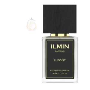 Frasco exclusivo del perfume IL Sont Ilmin presentado con iluminación elegante y detalles limpios.