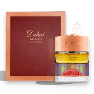 Perfume elegante con salida especiada, corazón floral y base cálida de oud y ámbar.