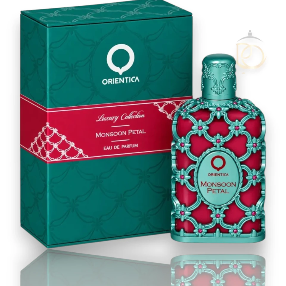 Fotografía del perfume Monsoon Petal Orientica EDP mostrando su frasco elegante y sofisticado.