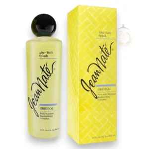 Frasco amarillo del perfume Splash Jean Nate Original con su clásico tapón esférico negro.