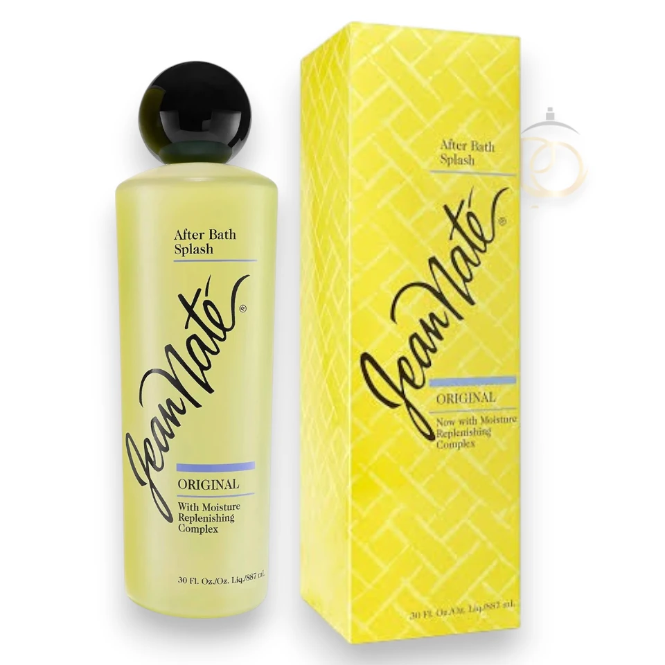 Frasco amarillo del perfume Splash Jean Nate Original con su clásico tapón esférico negro.