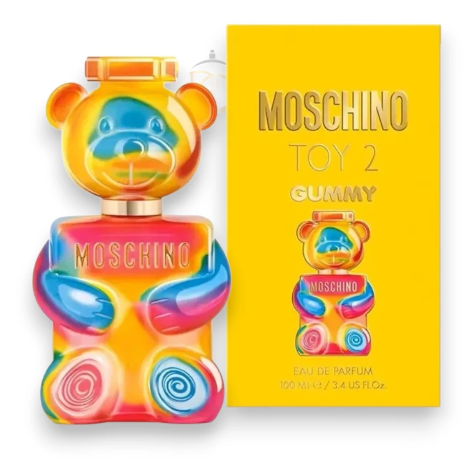 Botella en forma de oso con tonos vibrantes que reflejan frescura, diversión y estilo moderno.