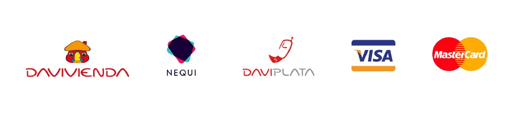 Metodos de pago: Davivienda, Nequi, Daviplata, Visa y Mastercard